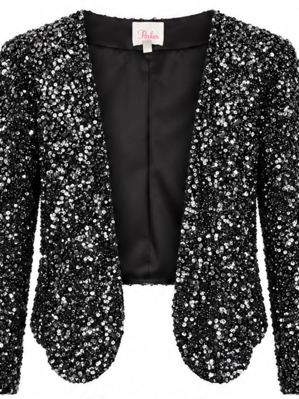 Parker Seed Sequin Silk Jacket Black Size M